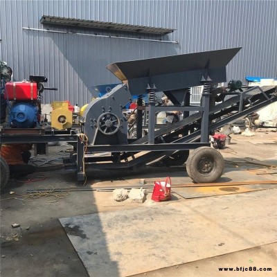 玉溪定制輪胎式移動打砂機 昭通硬水泥塊紅磚破碎機 800x800錘式打砂機 百斯特現貨供應