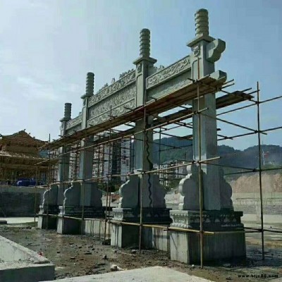 花崗巖石雕牌坊 村口大理石牌坊定制 景區石材牌坊定做 藝磊石雕一手貨源