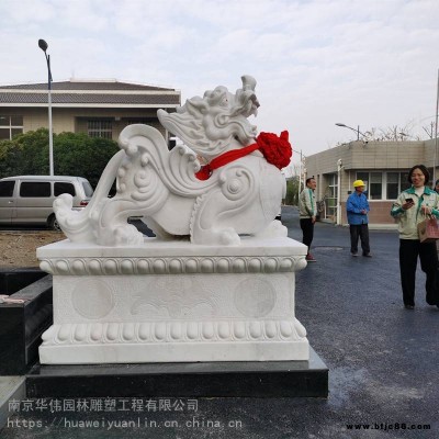 南京石雕漢白玉貔貅石材雕刻大理石貔貅工廠門口石雕擺件