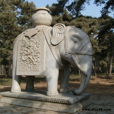 廠家定制石雕大象 漢白玉大象別墅門口擺件 吉祥動物晚霞紅石大象 金泰石雕廠