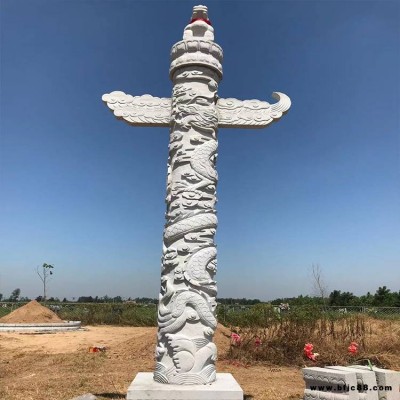 廠家直供 石雕龍柱圓柱青石盤龍柱 廣場景區大門大型石雕龍柱