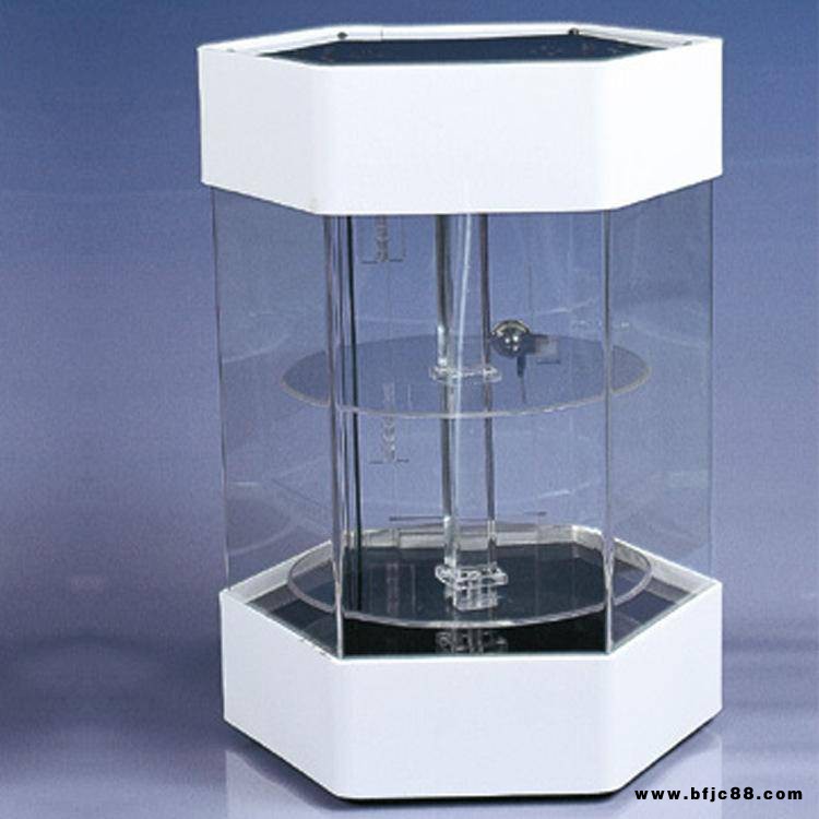 工廠直銷定制旋轉(zhuǎn)亞克力六角精品展示柜 有機(jī)玻璃射燈珠寶首飾展柜 亞克力射燈品牌電子展示柜