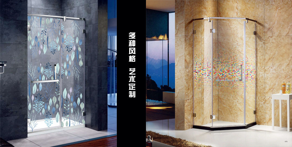 廠(chǎng)家定制藝術(shù)夾絲淋浴房5+5鋼化玻璃平開(kāi)門(mén)浴屏簡(jiǎn)易方形沐浴房示例圖4