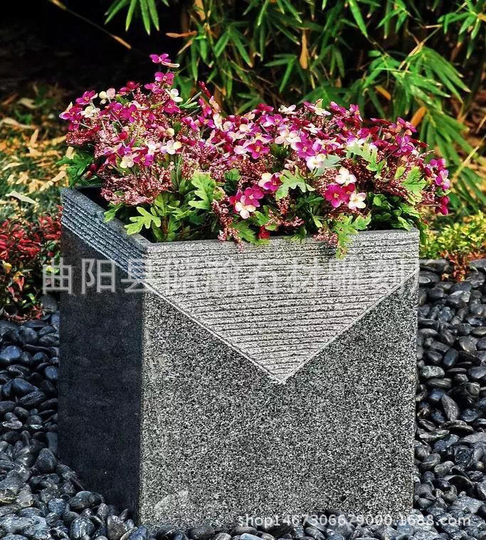 廠家定做花崗巖石雕花盆 歐式石雕花盆花缽 青石仿古花盆價(jià)格示例圖2