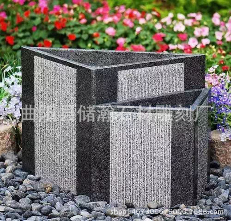 廠家定做花崗巖石雕花盆 歐式石雕花盆花缽 青石仿古花盆價(jià)格示例圖8