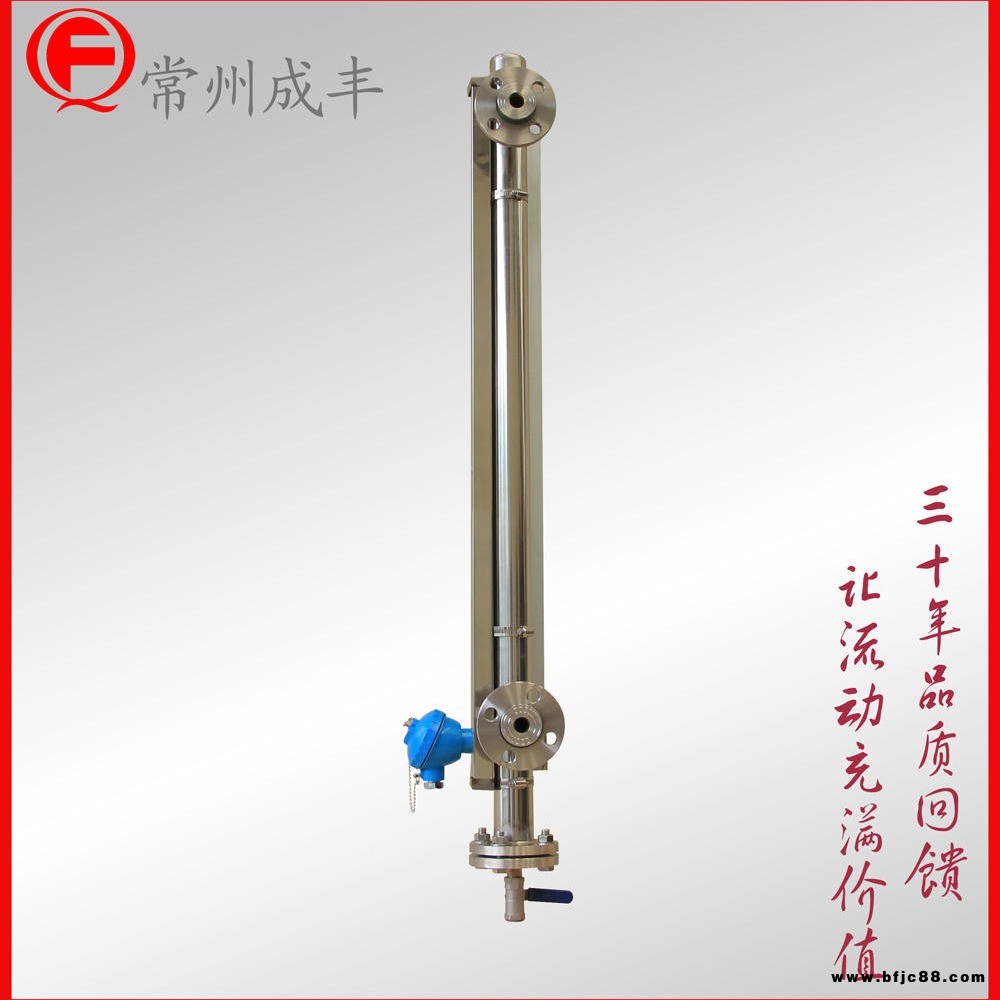 側(cè)裝式法蘭連接的磁翻板液位計 成豐儀表UHC-517液位計可帶截止閥