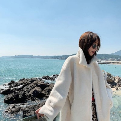 湖北省服裝批發黃金貂毛呢外套女中長款黃金貂冬加厚百搭小個子黃金貂絨呢子大衣流行折扣女裝
