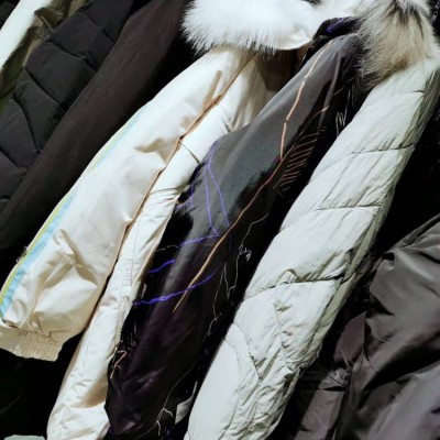 品牌折扣女裝廣東女裝直批尾貨冬款工裝貉子毛領羽絨服品牌折扣女裝冬裝庫存商品尾貨貨源