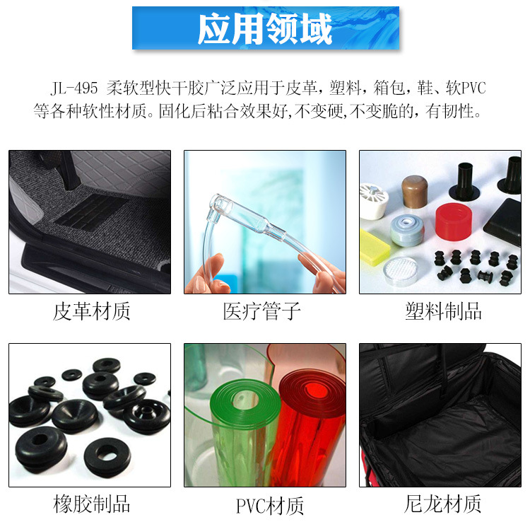 聚力JL-495柔軟型快干膠水柔韌粘橡膠皮革塑膠專用不發(fā)硬瞬間膠水示例圖18