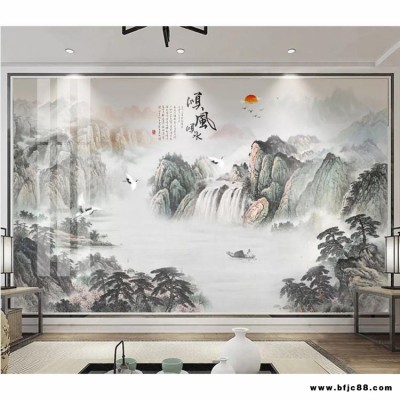 諾曼 國畫山水瓷磚背景墻 大理石電視背景墻圖片 簡單大氣客廳電視墻 內墻護墻板 電視背景墻 瓷磚 農村背景墻 藝術瓷磚