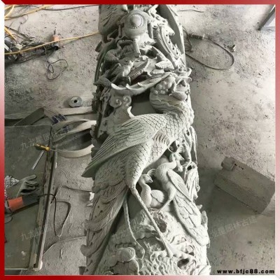 石材圖騰柱龍鳳柱古建雕刻傳統(tǒng)石雕龍鳳柱廟宇宗祠裝飾用品加工