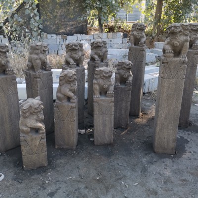 青石仿古石雕庭院酒店 門口獅子貔貅柱門口擺飾栓馬柱加工定做批發(fā)