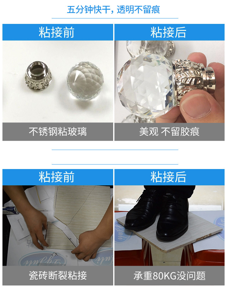 全透明無氣味快干AB膠　陶瓷金屬木材石板粘接5分鐘快干環氧AB膠示例圖23