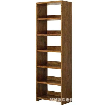 新中式老榆木中古儲物書柜門板風(fēng)化做舊簡約書架仿古中式博古架